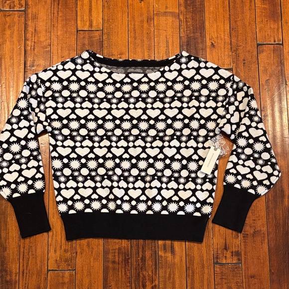 Anthropologie Sweaters - Anthropologie NWT Black and White Heart Pattern Sweater